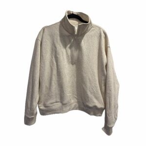 Fabletics Women’s Beige Cropped Quarter Zip-Up Sweater Size XL